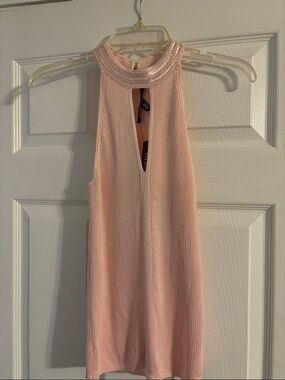 White House Black Market Blush Halter Knit Top